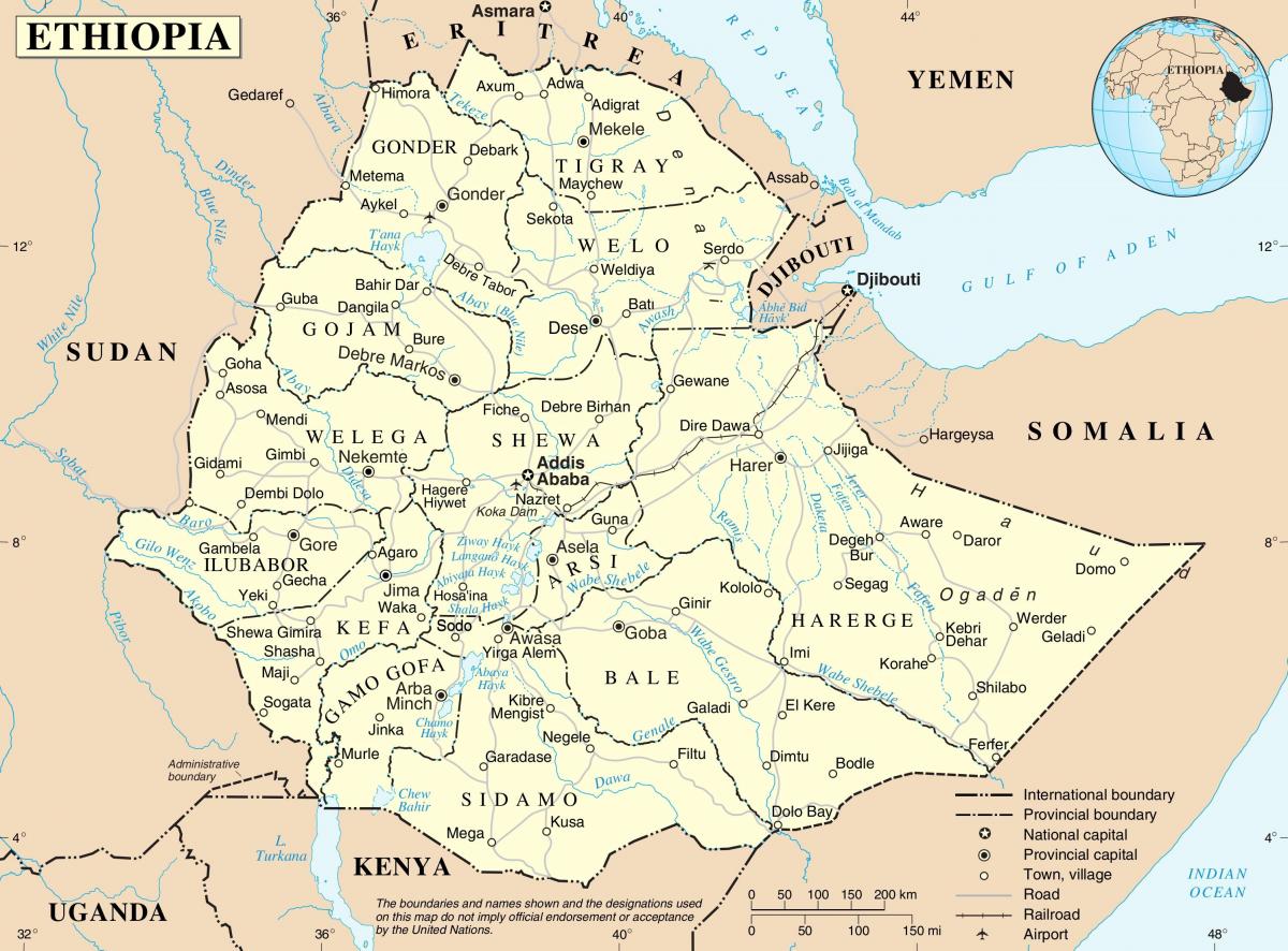 քաղաքական քարտեզը Եթովպիայում