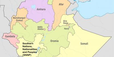 Տարածաշրջանային պետությունների Եթովպիայի քարտեզի վրա