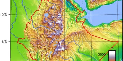 Топографическая Եթովպիայի քարտեզի վրա