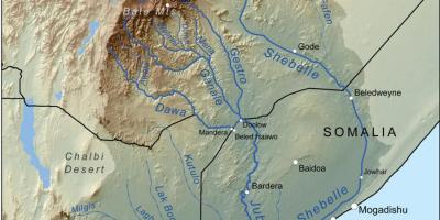 Эфиоп գետի ավազանների քարտեզի վրա